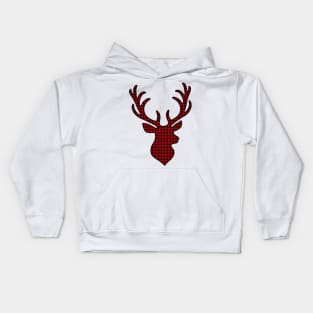 Plaid Deer Silhouette Kids Hoodie